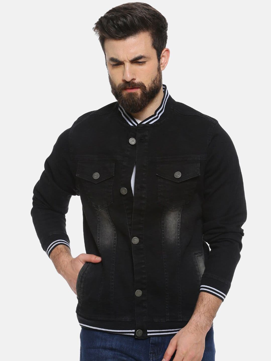 CAHOOT Men Black Solid Windcheater Denim Jacket - view 1