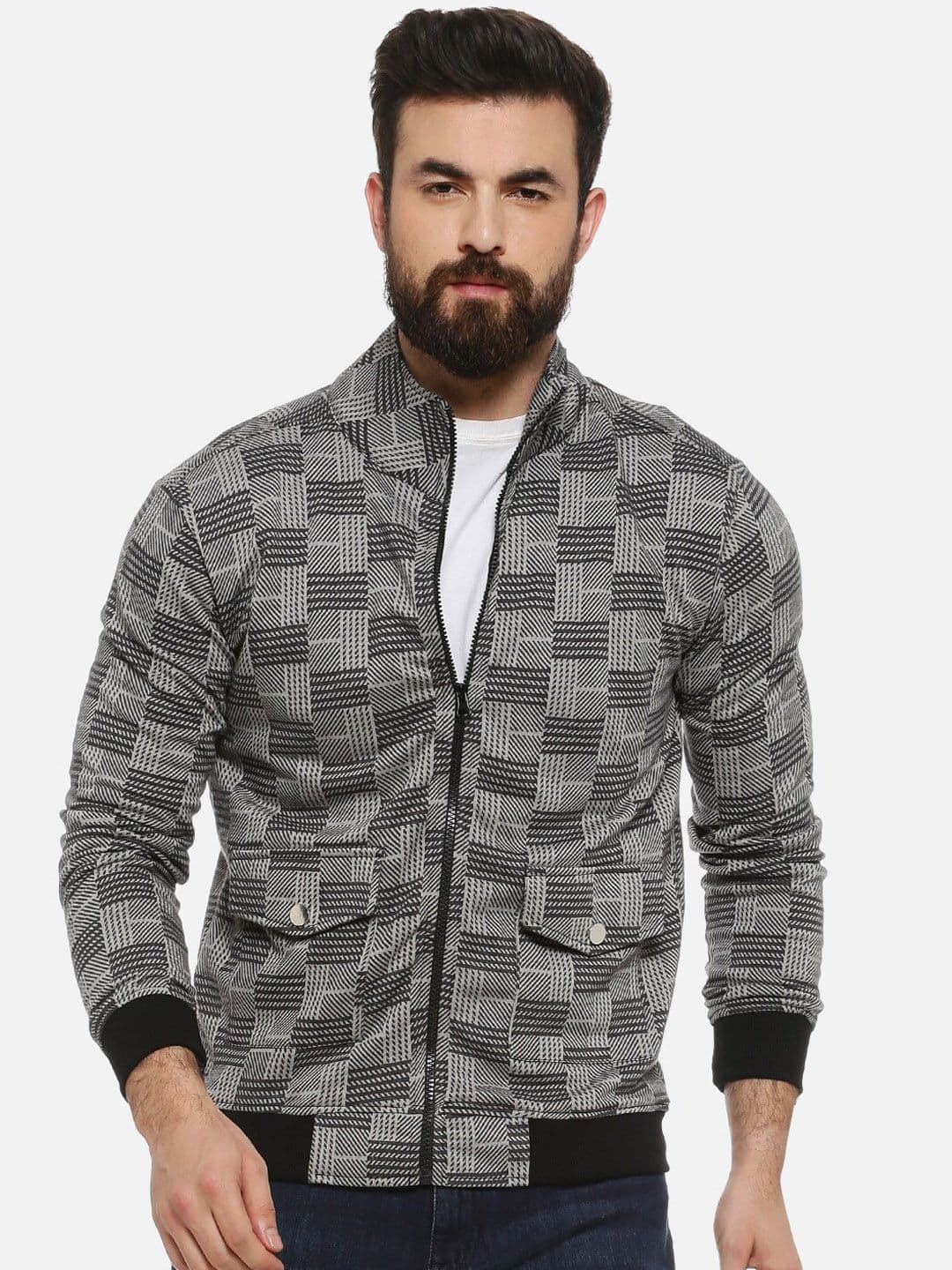 CAHOOT Men Grey Checked Windcheater Bomber - view 1