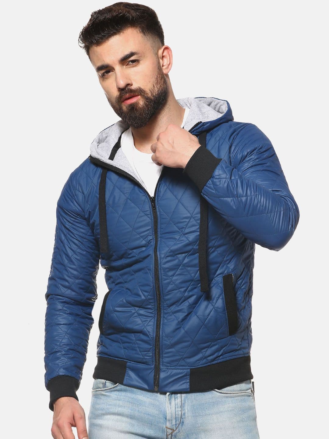 CAHOOT Men Blue Solid Windcheater Padded Jacket - view 1