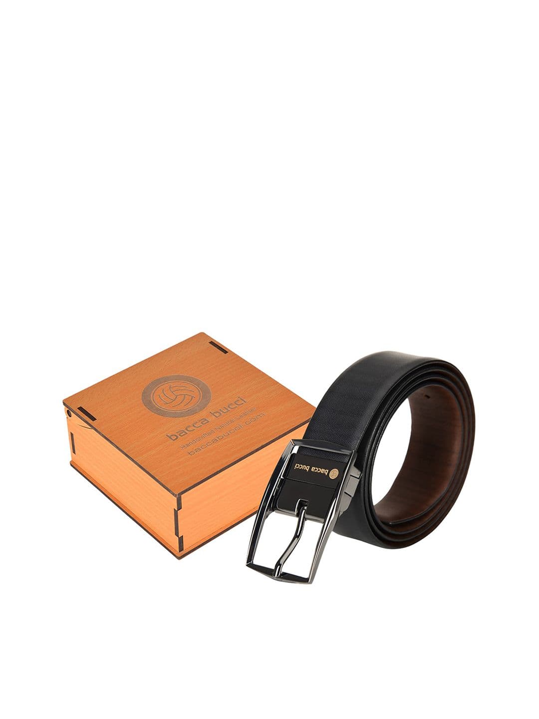 bacca bucci Men Black & Brown Solid Reversible Leather Belt - view 1