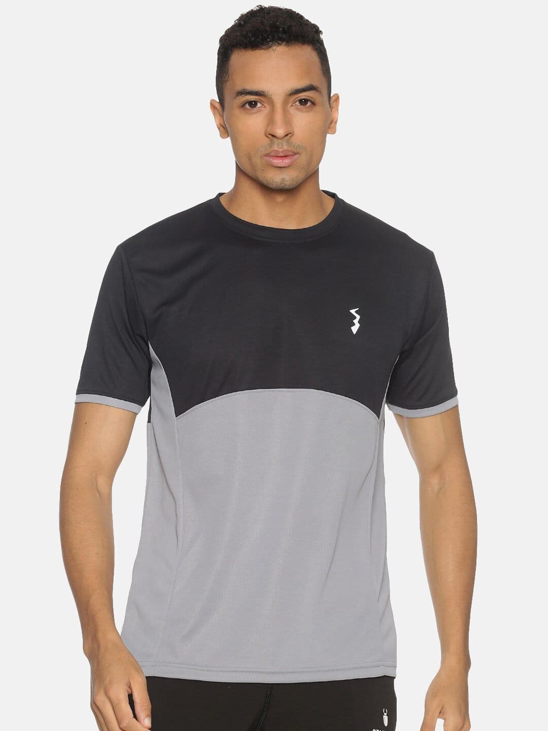 CAHOOT Men Black & Grey Colourblocked Round Neck T-shirt - view 1