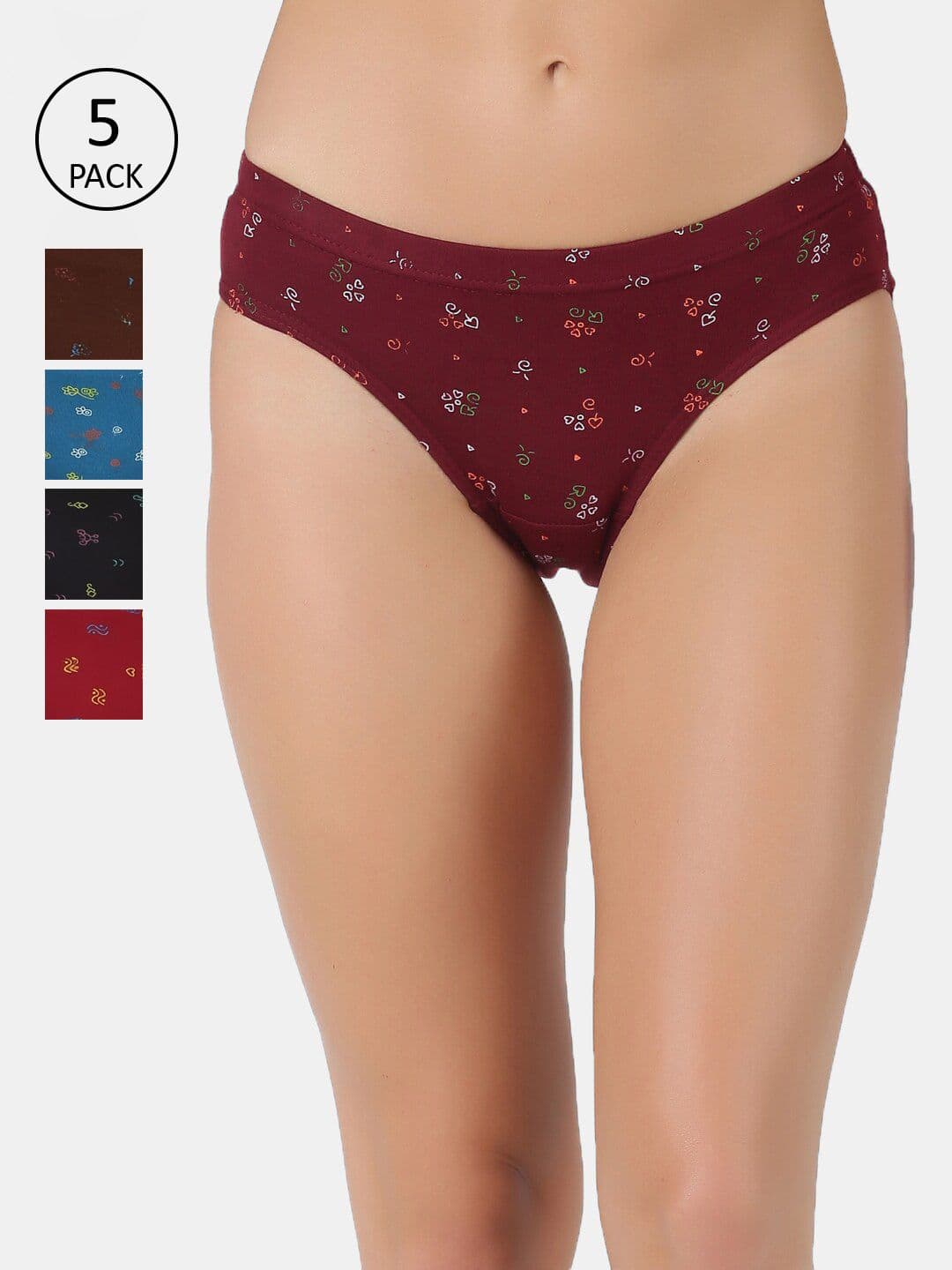 Dollar Lehar Super Combed Cotton Women Printed Hipster Panty - Pack of 5 - Assorted - view 1