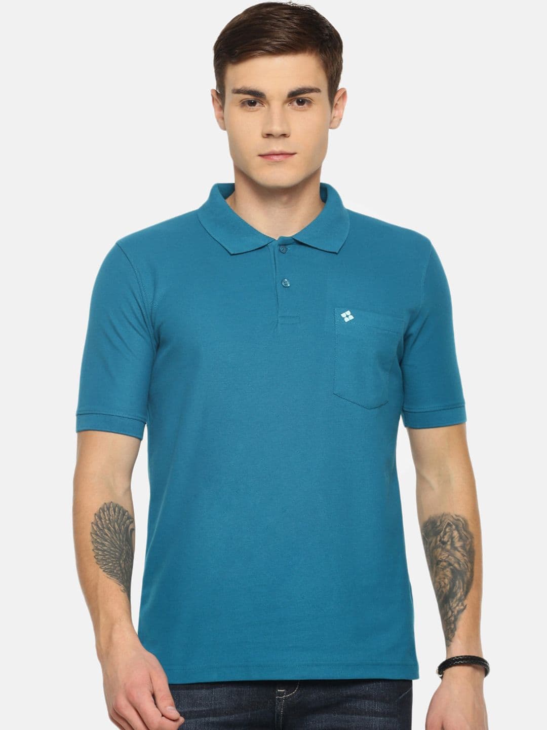 Dollar Men Blue Solid Polo Collar T-shirt - view 1