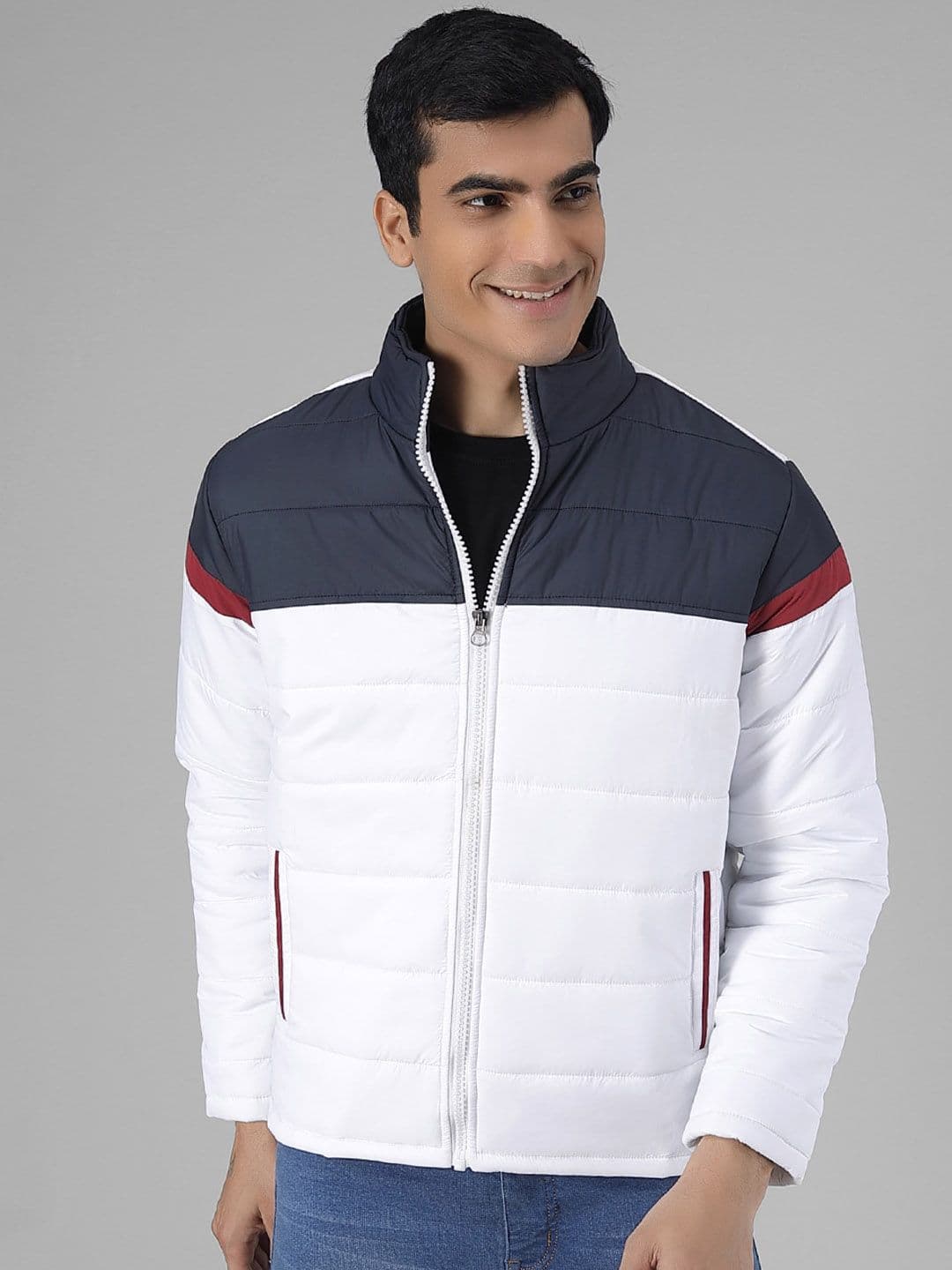 Kotty Men White Colourblocked Puffer Jacket - view 1