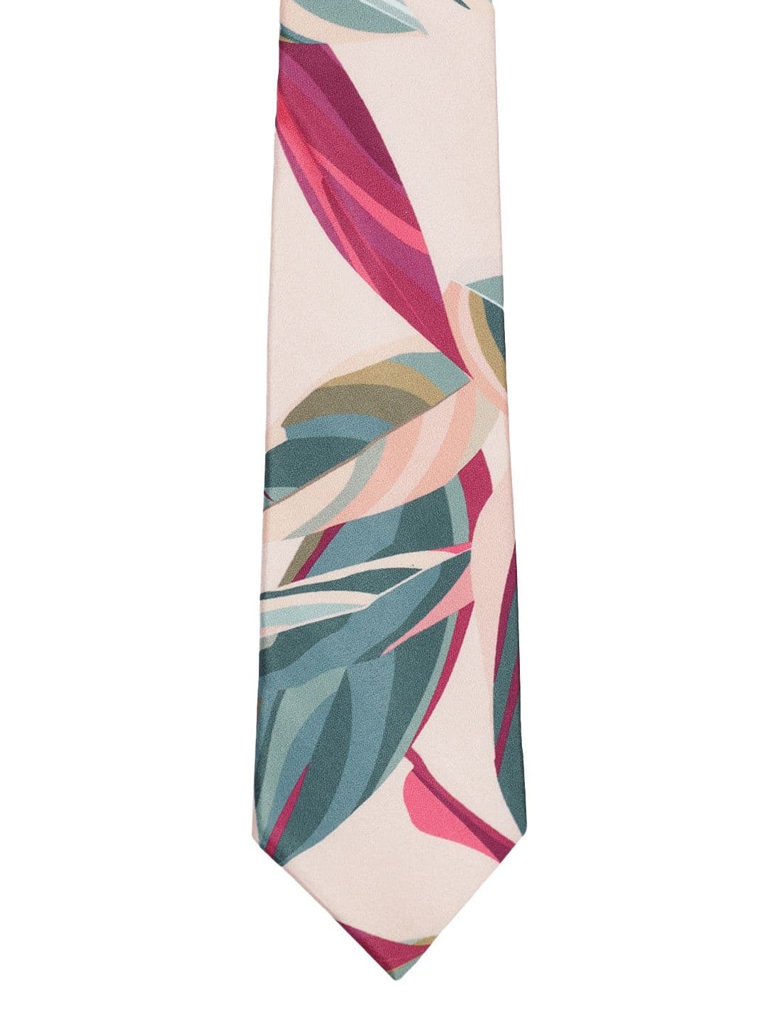 Tossido Off-White & Green Printed Broad Tie - view 1