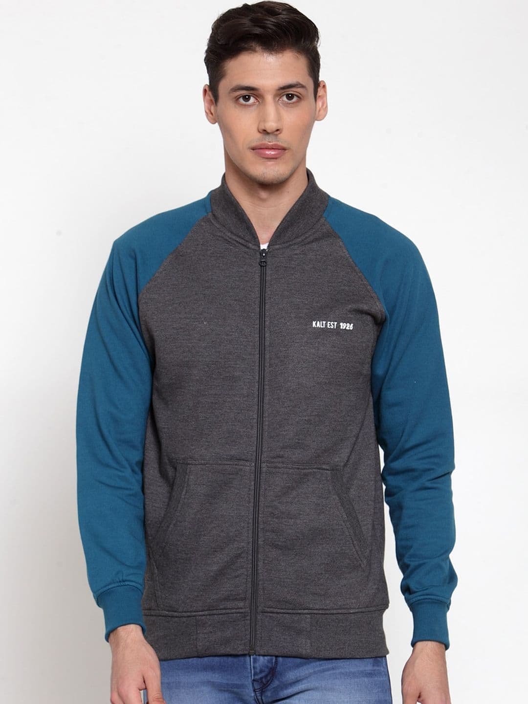 Kalt Men Grey Colourblocked Sporty Jacket - view 1
