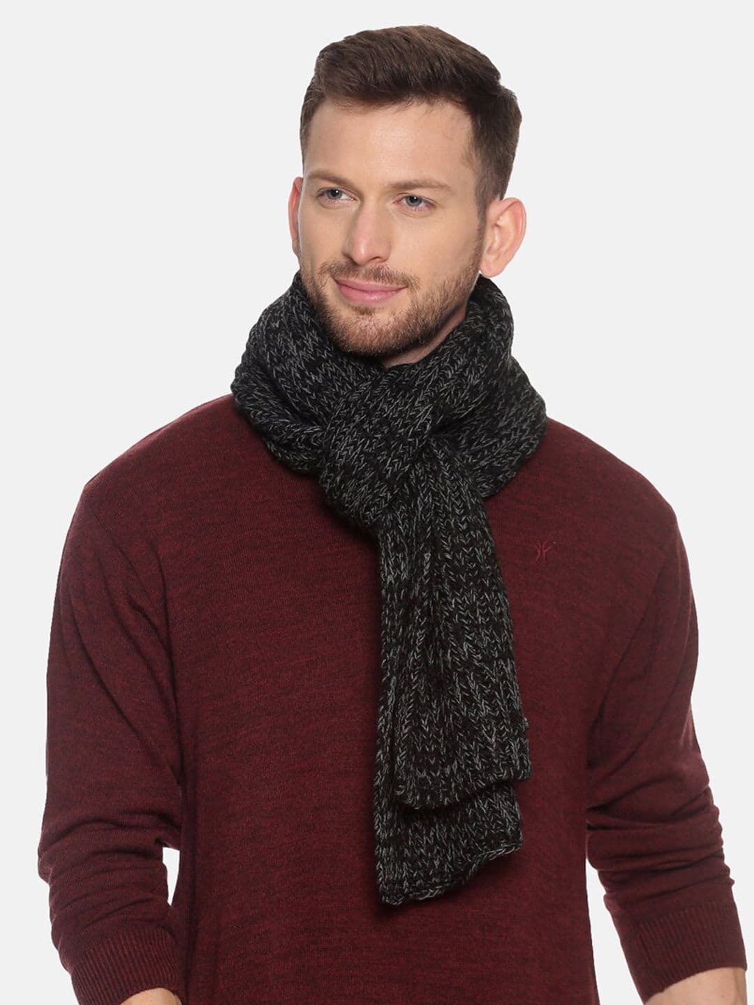 513 Men Black & Grey Patterned Muffler - view 1