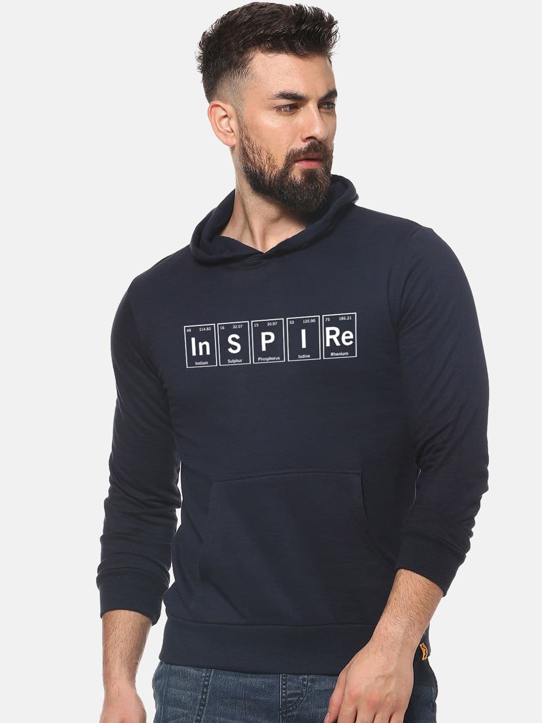 CAHOOT Men Navy Blue Printed Hooded Sweatshirt - view 1