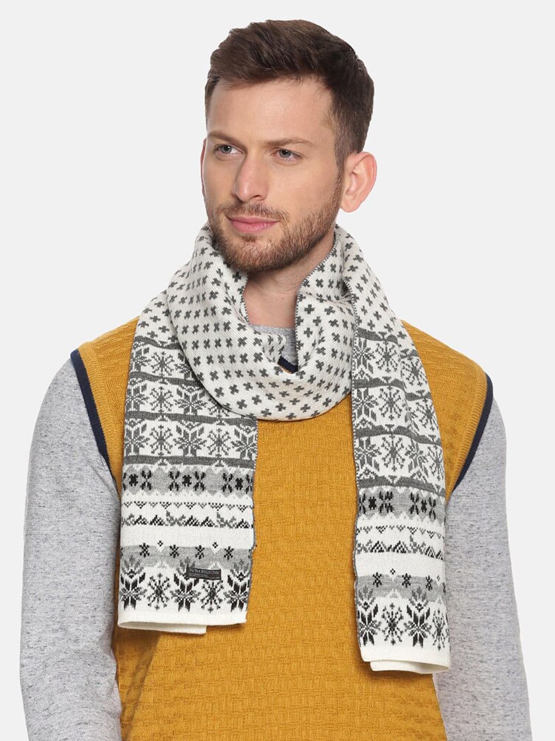 513 Men Beige & Red Woven Design Mufflers - view 1