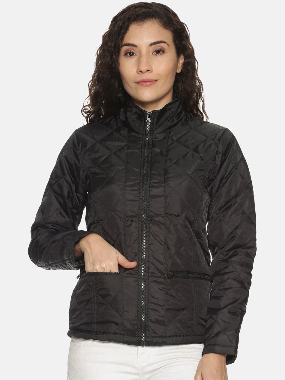 PINACOLADA Women Black Printed Windcheater Quilted Jacket - view 1