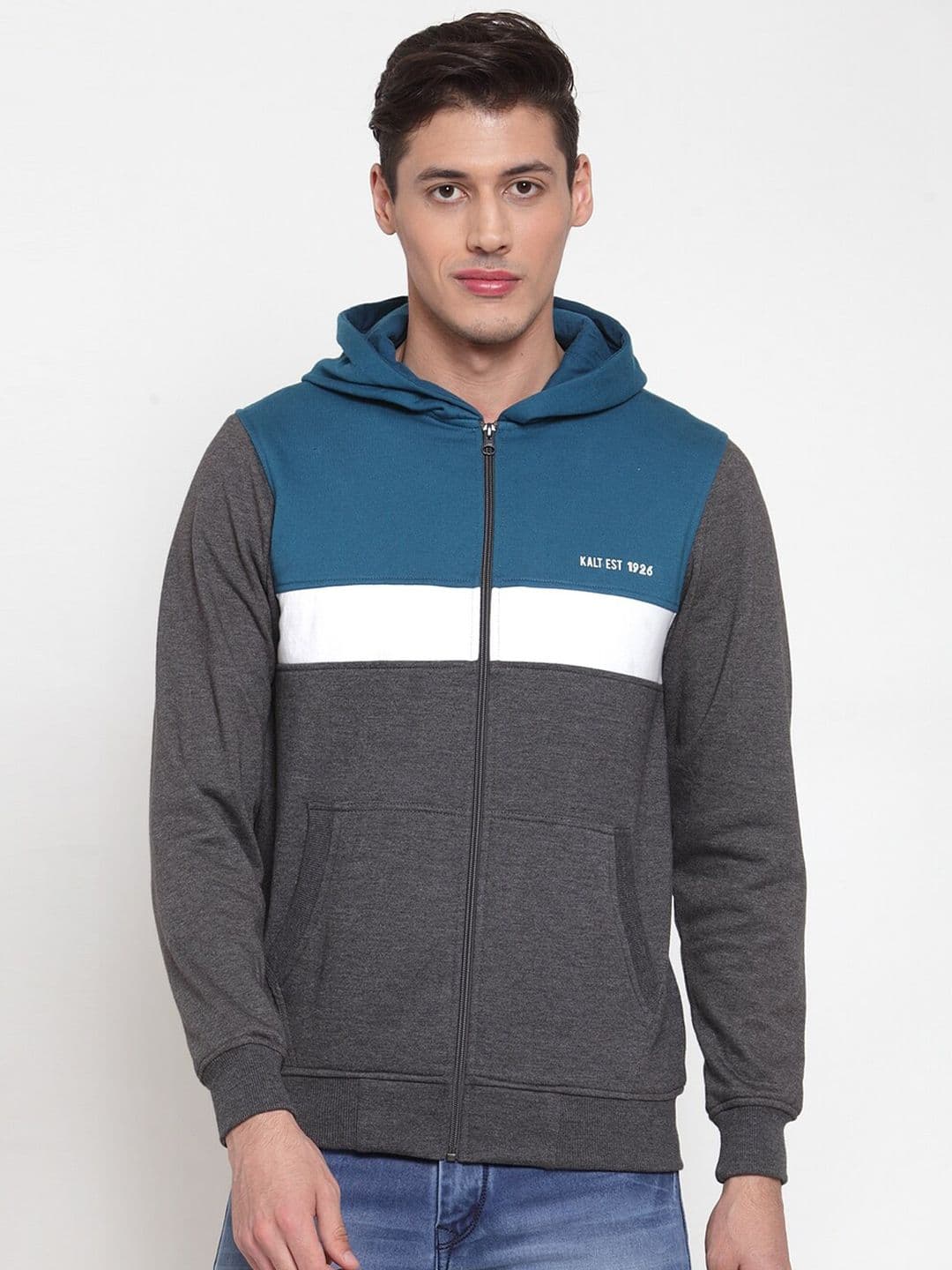 Kalt Men Grey Colourblocked Tailored Jacket - view 1
