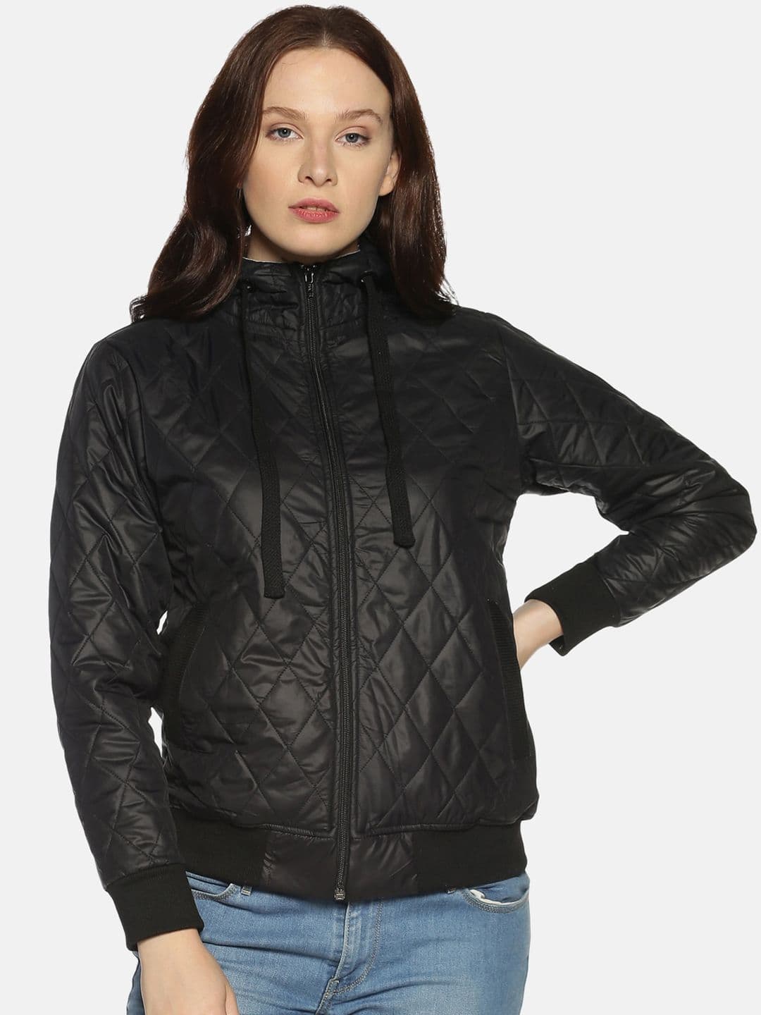 PINACOLADA Women Black Solid Windcheater Quilted Jacket - view 1