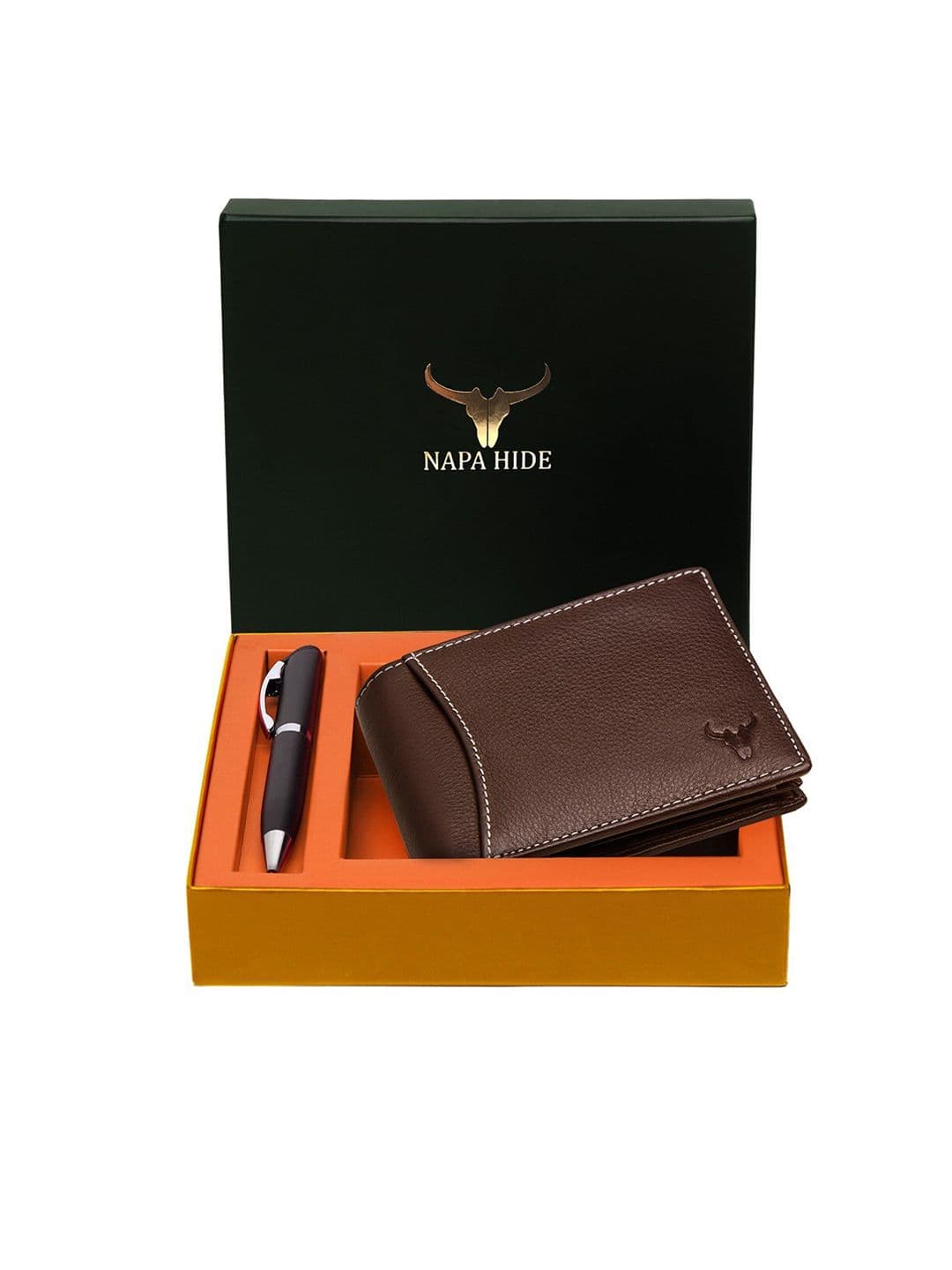 NAPA HIDE Men Brown RFID Protected Genuine Leather Accessory Gift Set - view 1