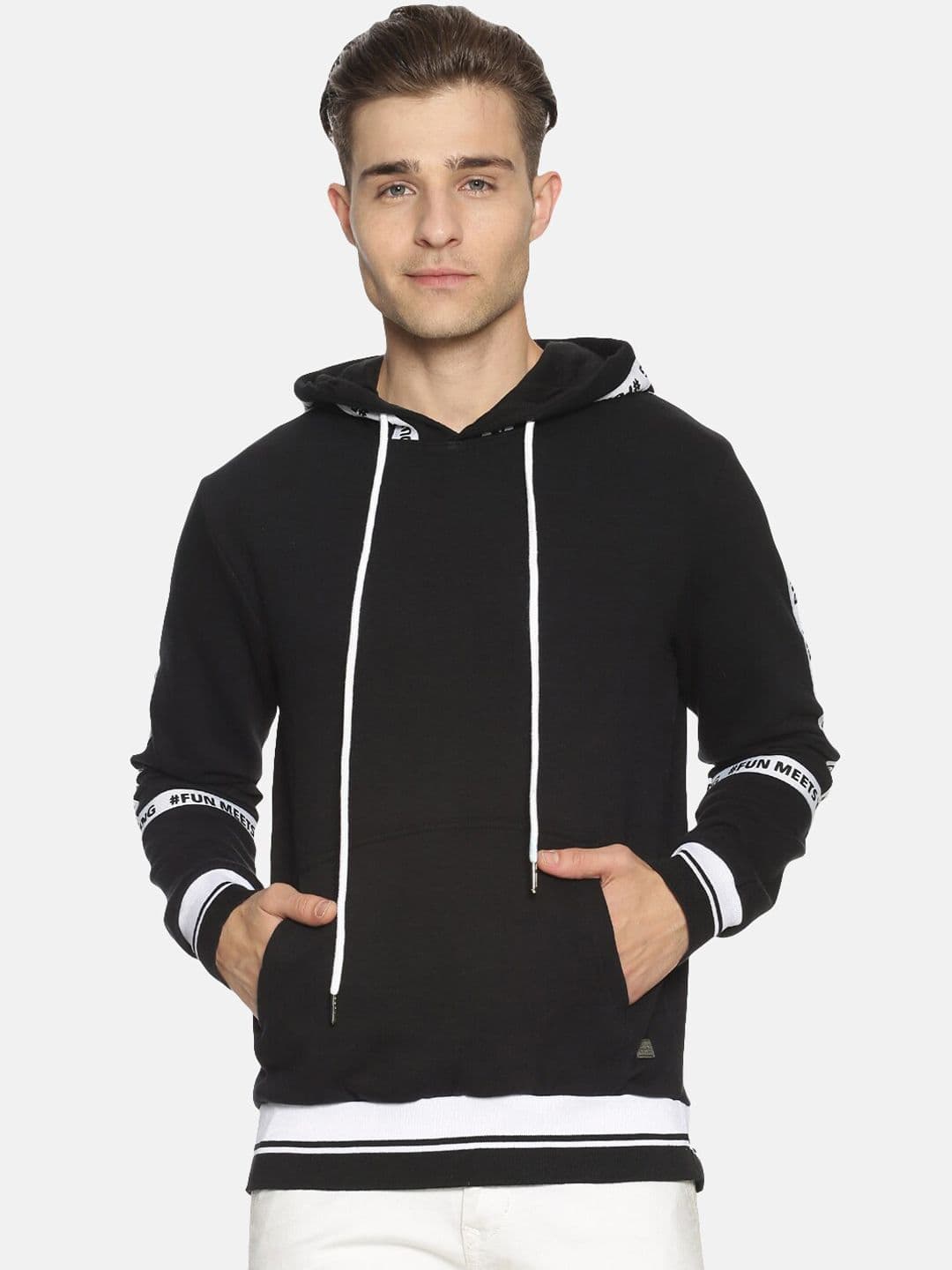 CAHOOT Men Black Solid Hooded Sweatshirt - view 1