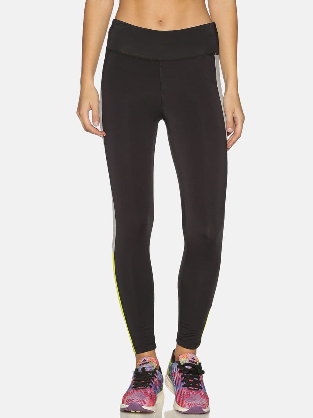 PINACOLADA Women Black & Grey Colourblocked Tights - view 1