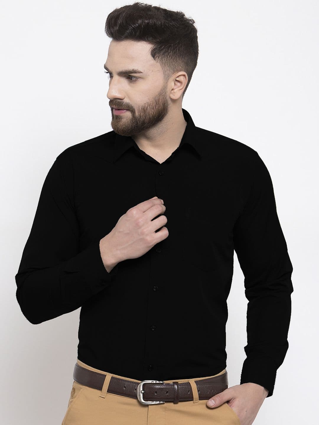 English Navy Men Black Slim Fit Formal Shirt - view 1