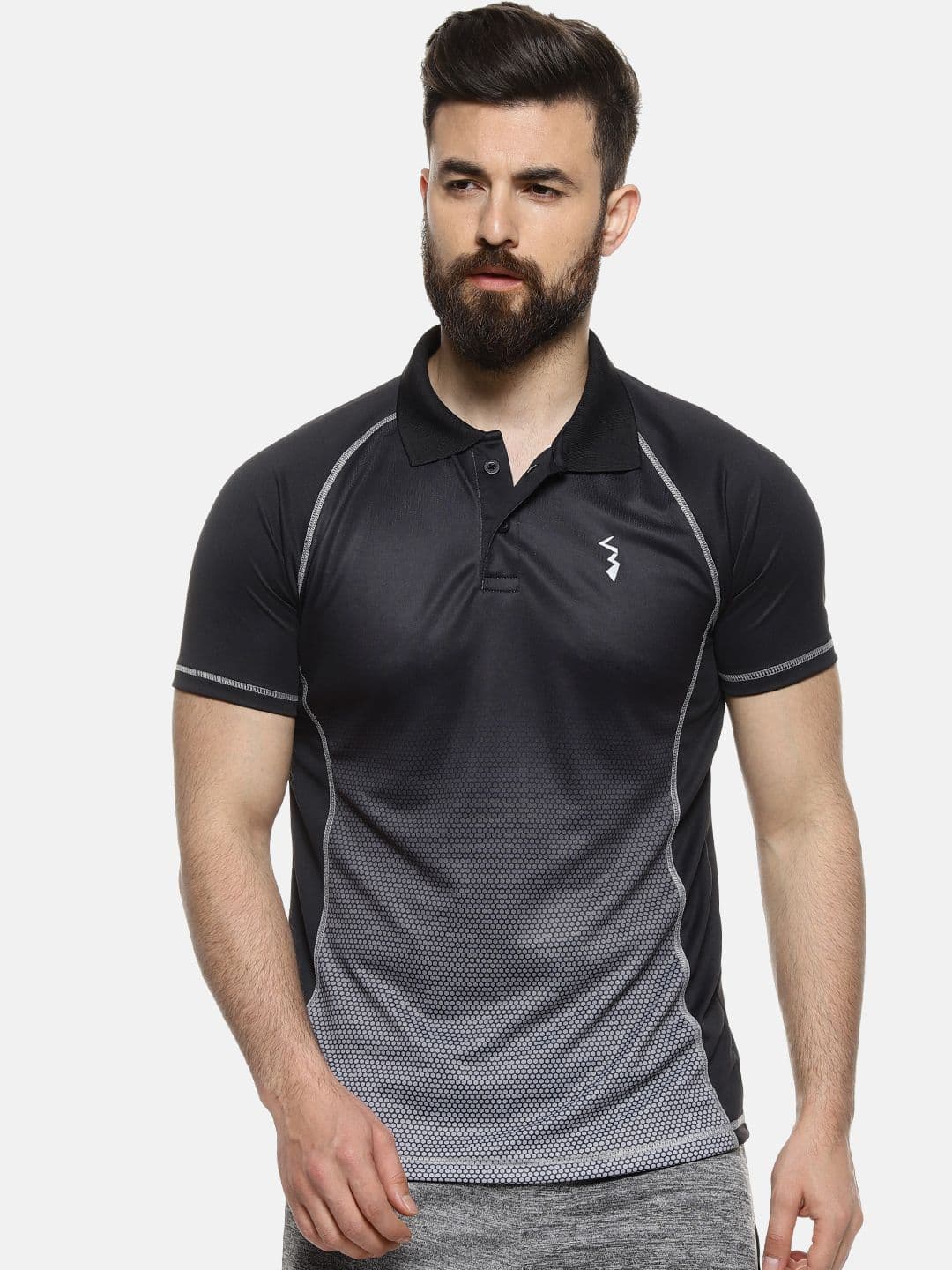CAHOOT Men Black Colourblocked Polo Collar T-shirt - view 1