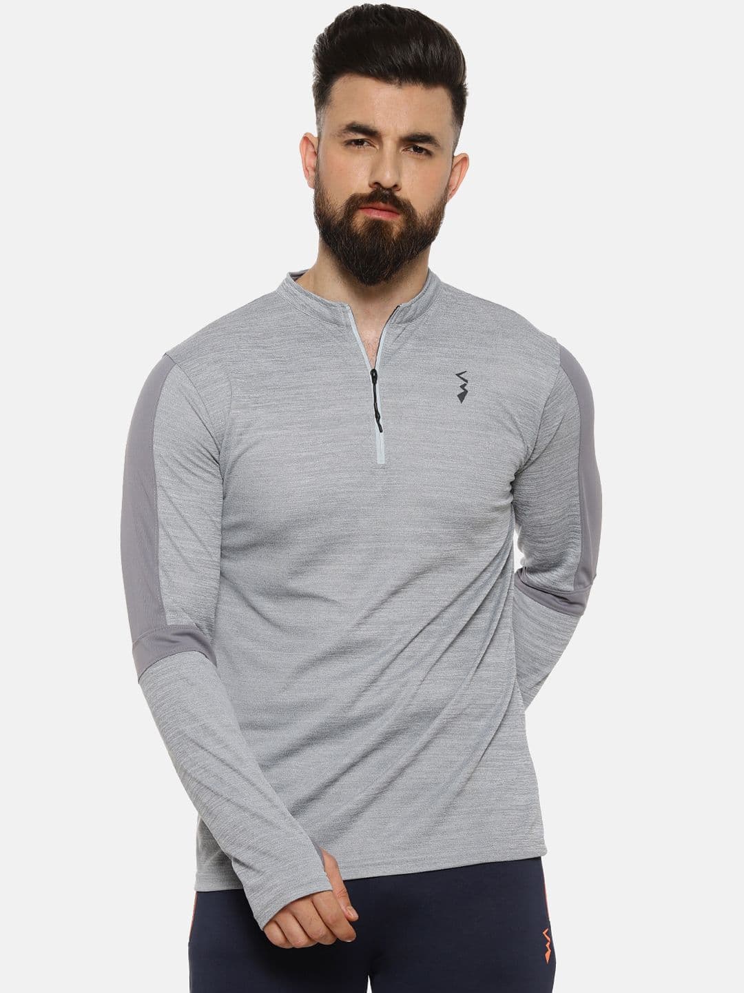 CAHOOT Men Grey Solid High Neck T-shirt - view 1
