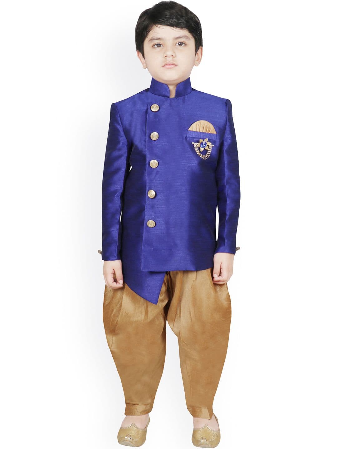 SG YUVRAJ Boys Blue & Gold-Toned Sherwani Set - view 1