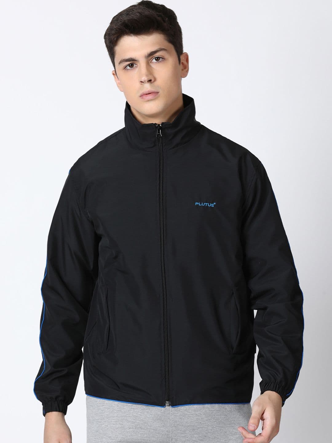 Plutus Men Black Solid Windcheater Sporty Jacket - view 1