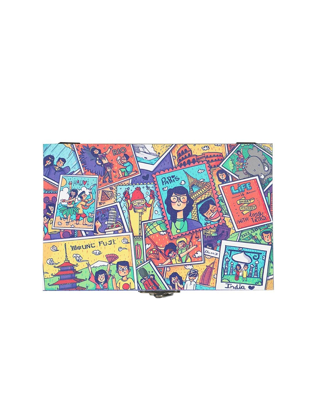Chumbak Purple & Yellow Printed Live To Travel Storage Box - view 1