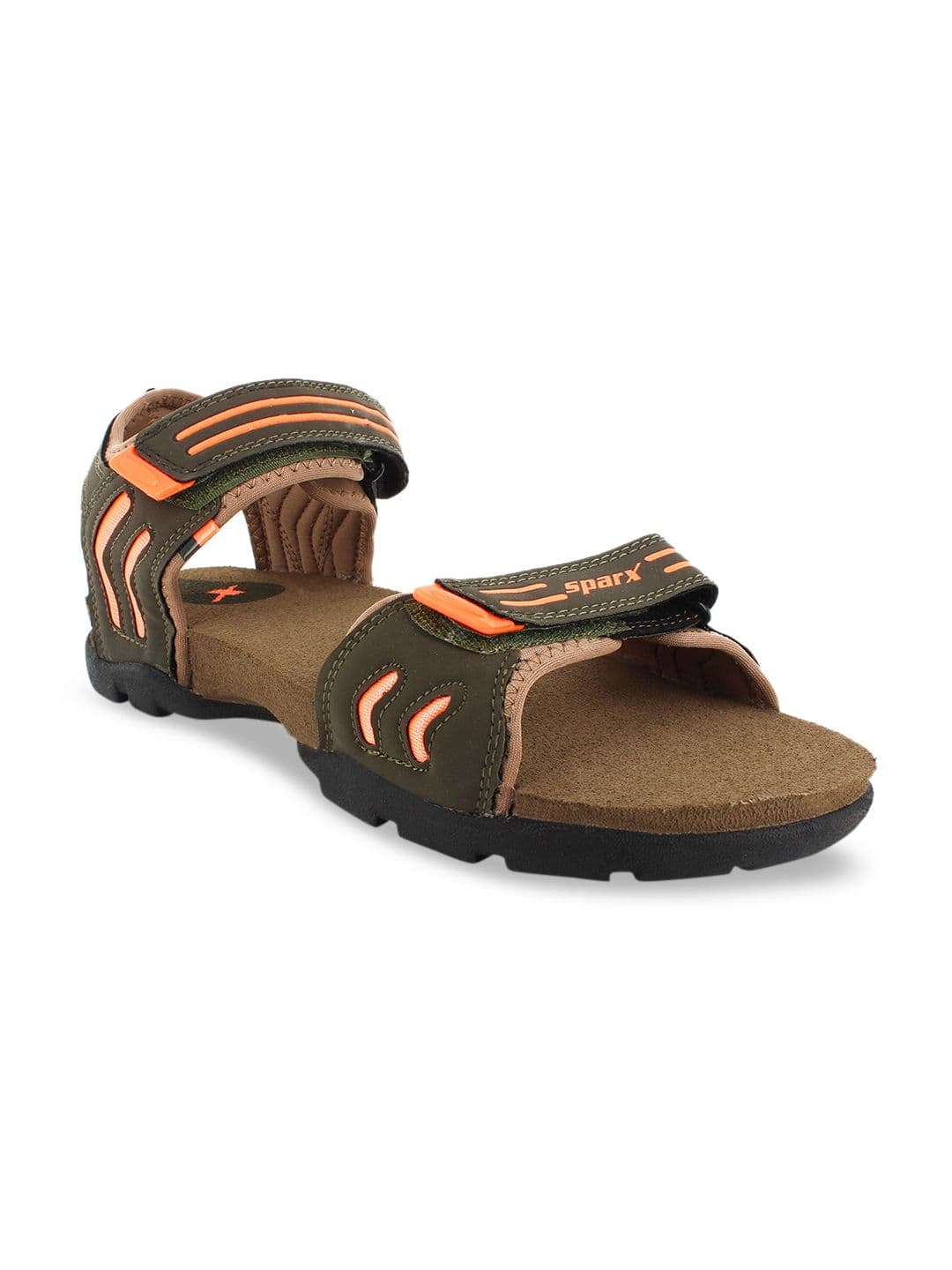 Sparx Men Olive Green & Orange Solid Sports Sandals - view 1