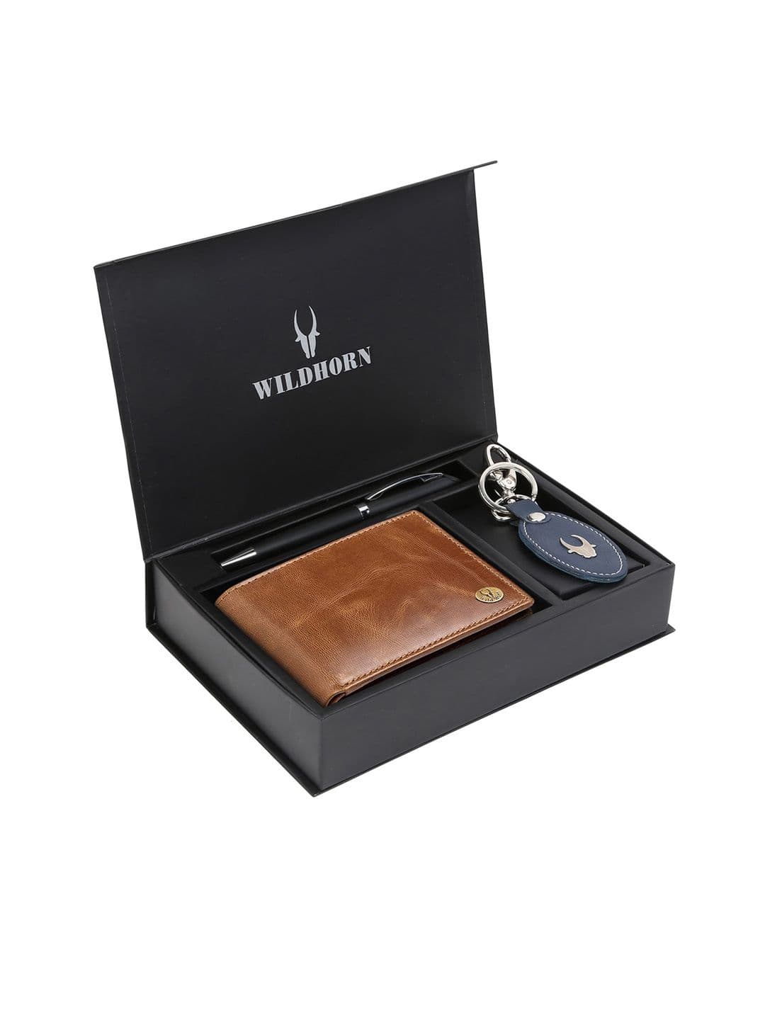 WildHorn Men Tan Brown RFID Protected Genuine Leather Wallet & Pen Accessory Gift Set - view 1