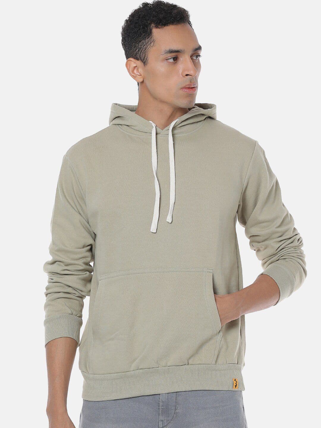 CAHOOT Men Grey Solid Hooded Sweatshirt - view 1
