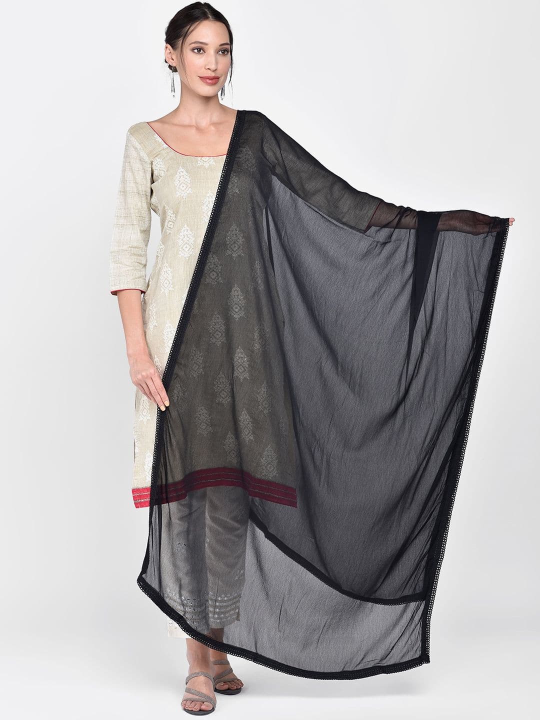 Dupatta Bazaar Black Solid Dupatta - view 1