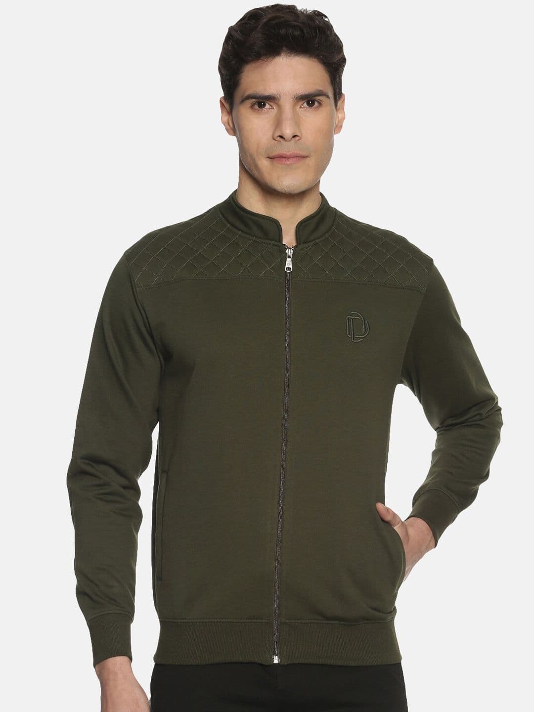 Dollar Men Olive Green Solid Bomber - view 1