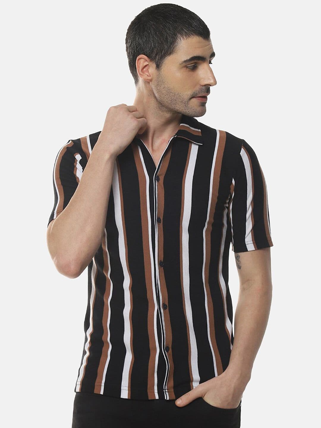 CAHOOT Men Multicoloured Slim Fit Striped Casual Shirt - view 1