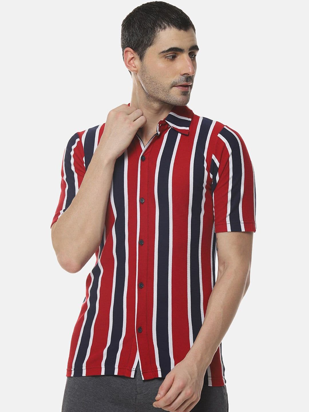 CAHOOT Men Multicoloured Slim Fit Striped Casual Shirt - view 1