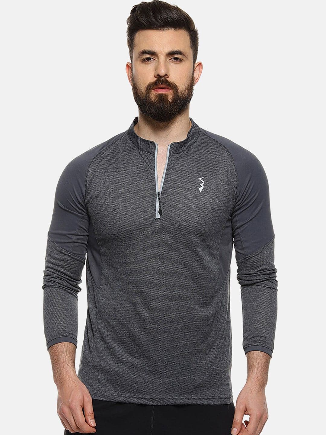 CAHOOT Men Charcoal Self Design Henley Neck Sports T-shirt - view 1