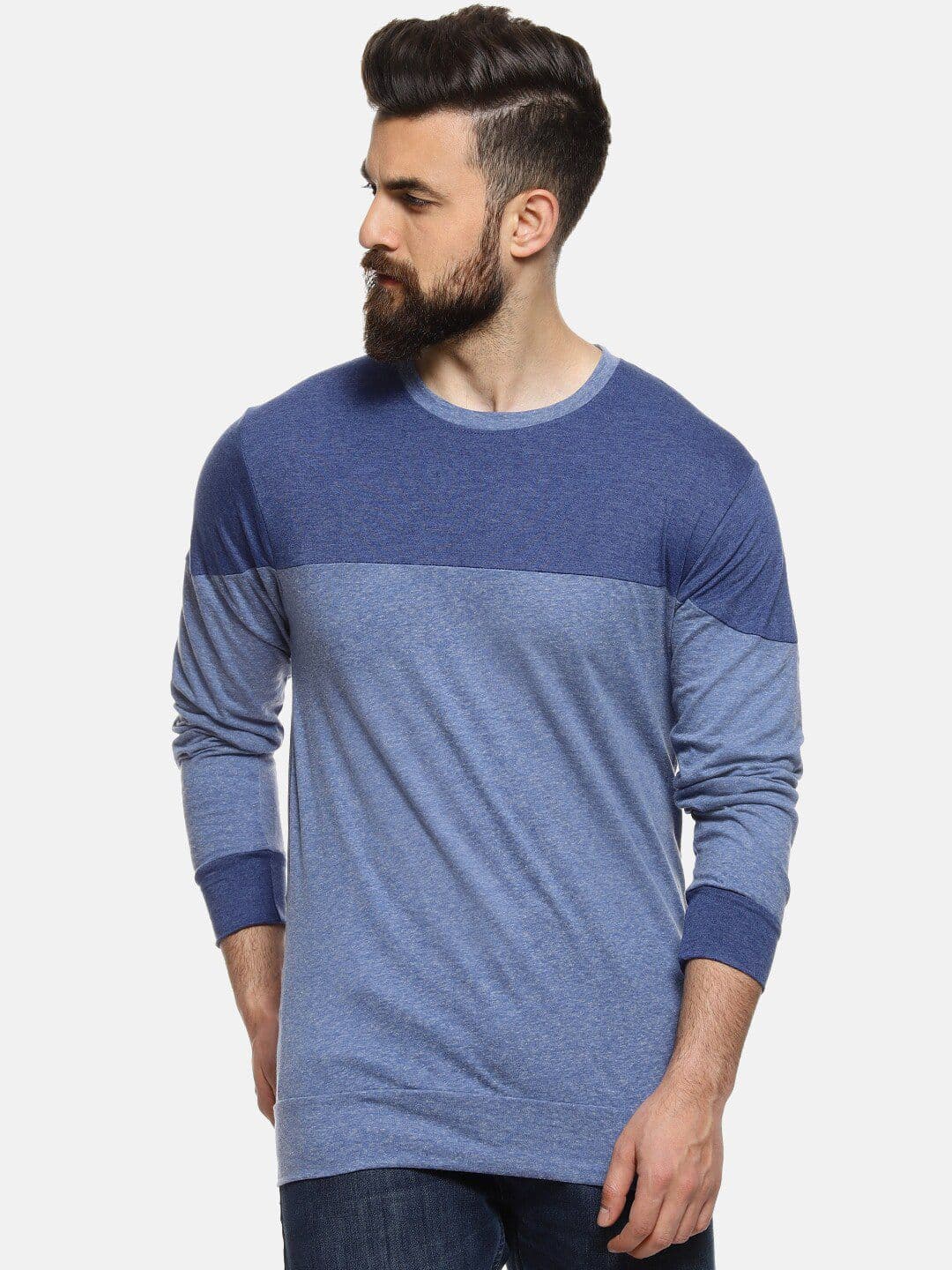 CAHOOT Men Blue Colourblocked Round Neck T-shirt - view 1