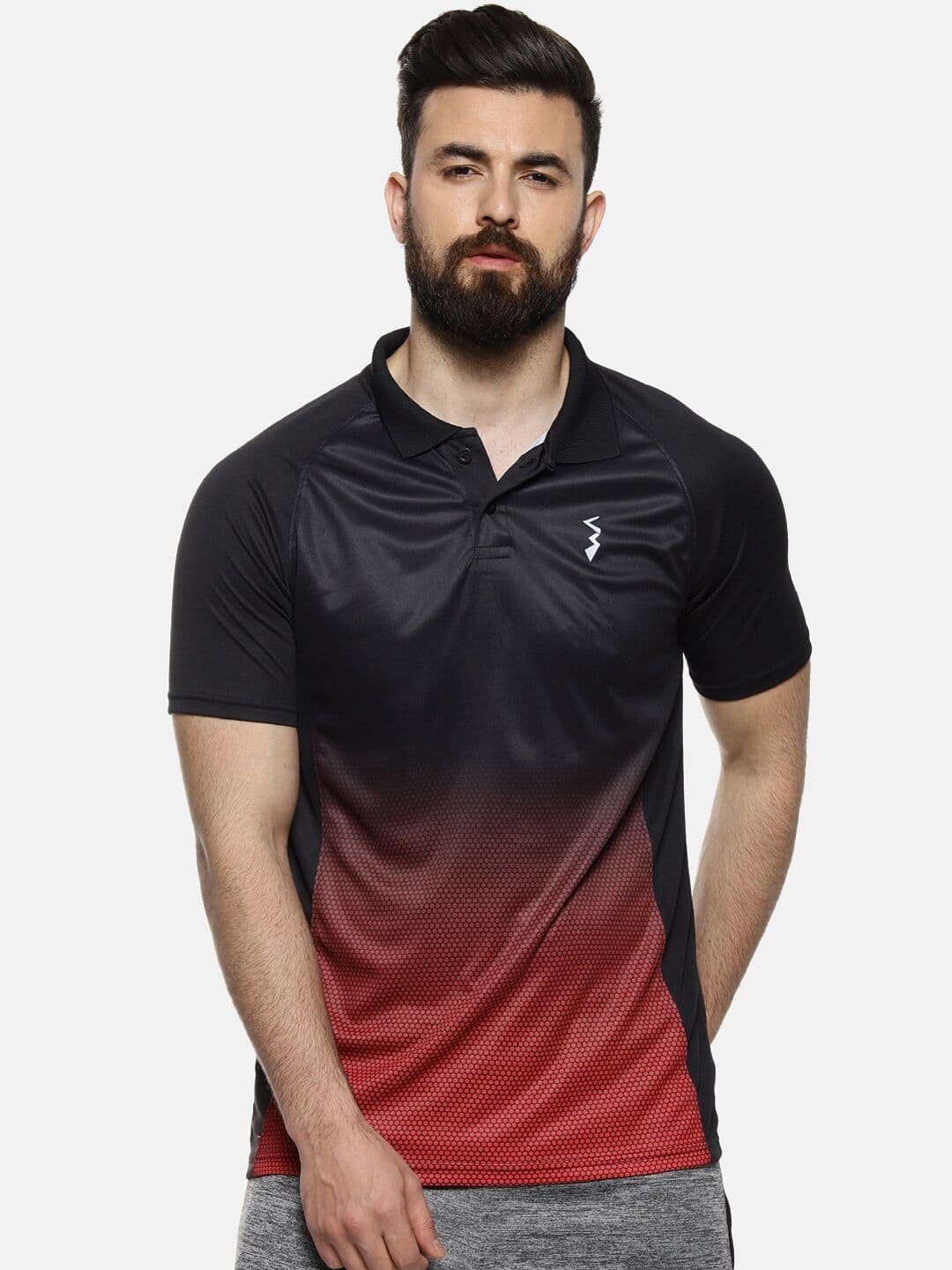 CAHOOT Men Red & Black Colourblocked Polo Collar Anti-Microbial T-shirt - view 1