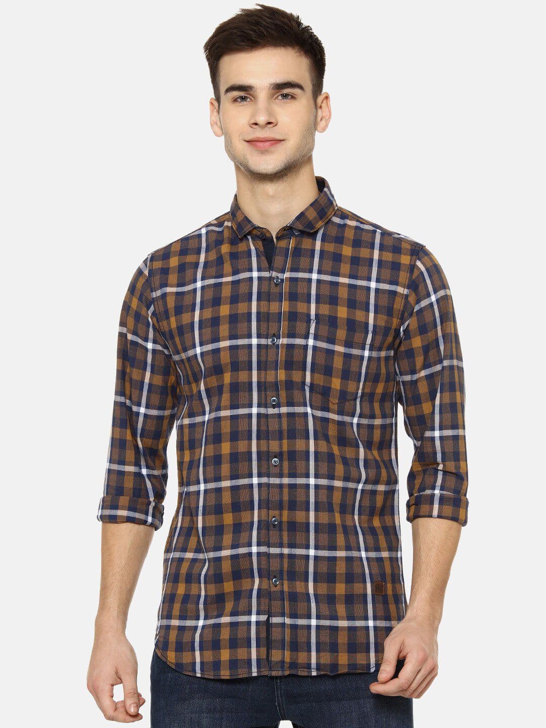 CAHOOT Men Brown Regular Fit Checked Casual Shirt - view 1