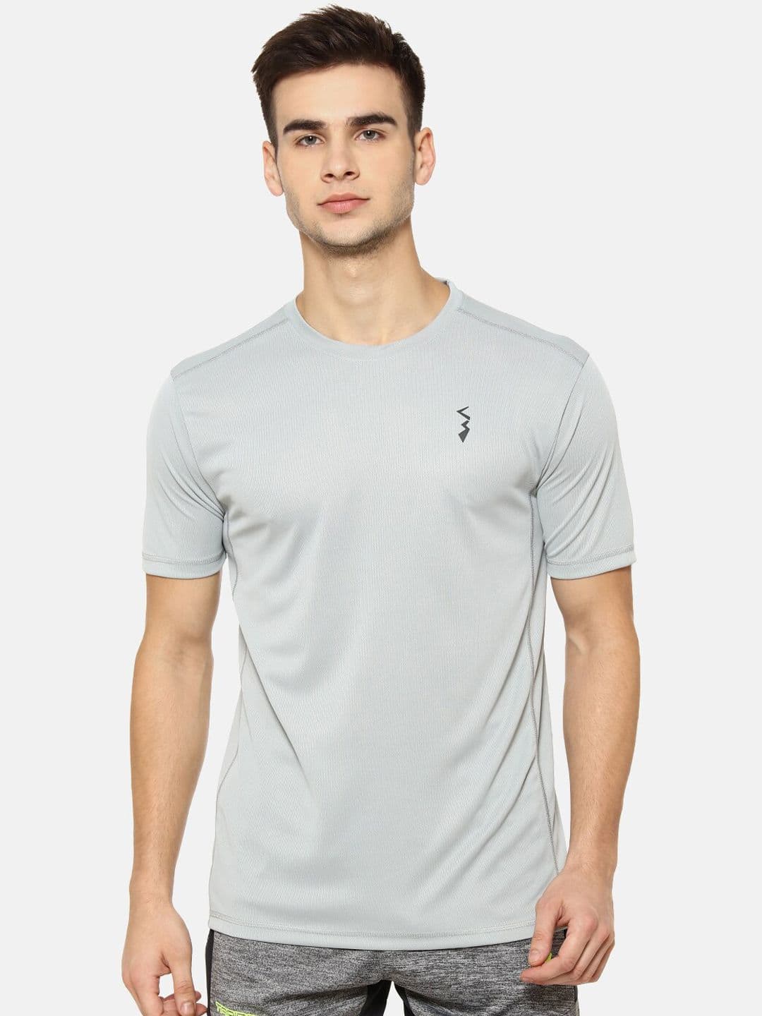 CAHOOT Men Grey Solid Round Neck Anti-Microbial T-shirt - view 1