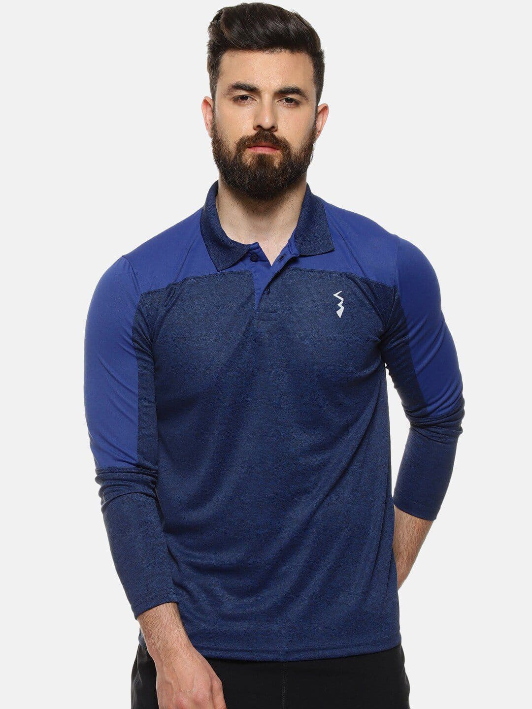 CAHOOT Men Blue Colourblocked Polo Collar Anti-Microbial T-shirt - view 1