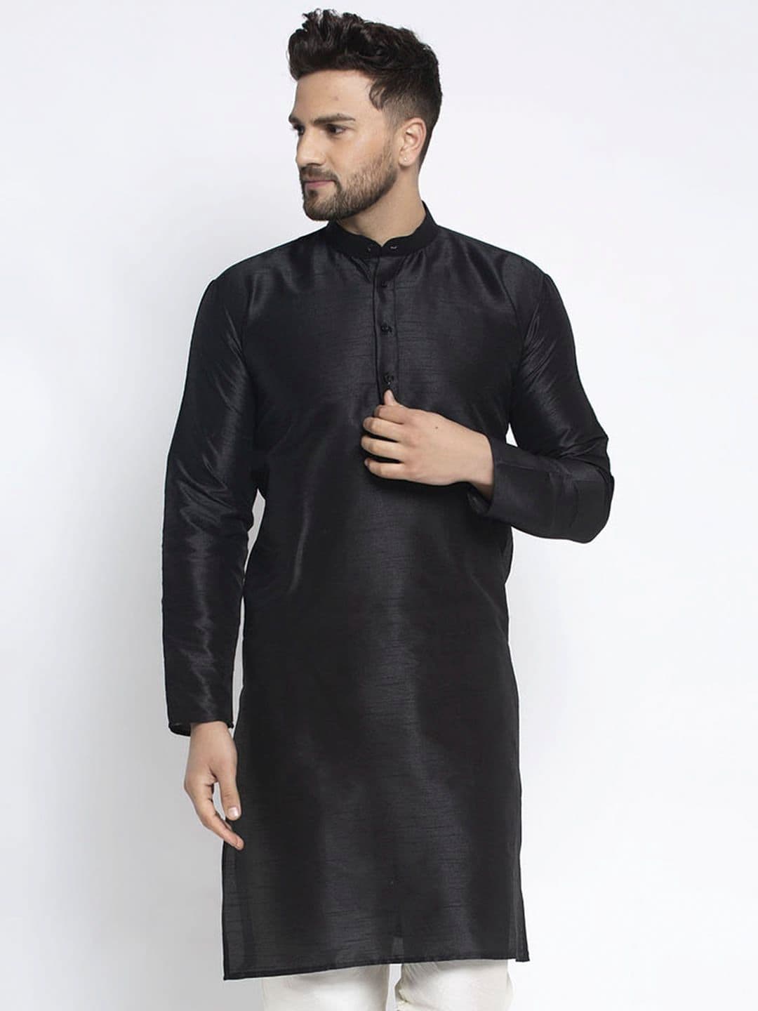 Jompers Men Black Thread Work Kurta - view 1