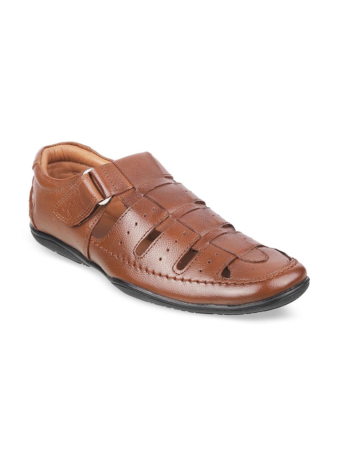 Mochi Men Tan Leather Shoe-Style Sandals - view 1