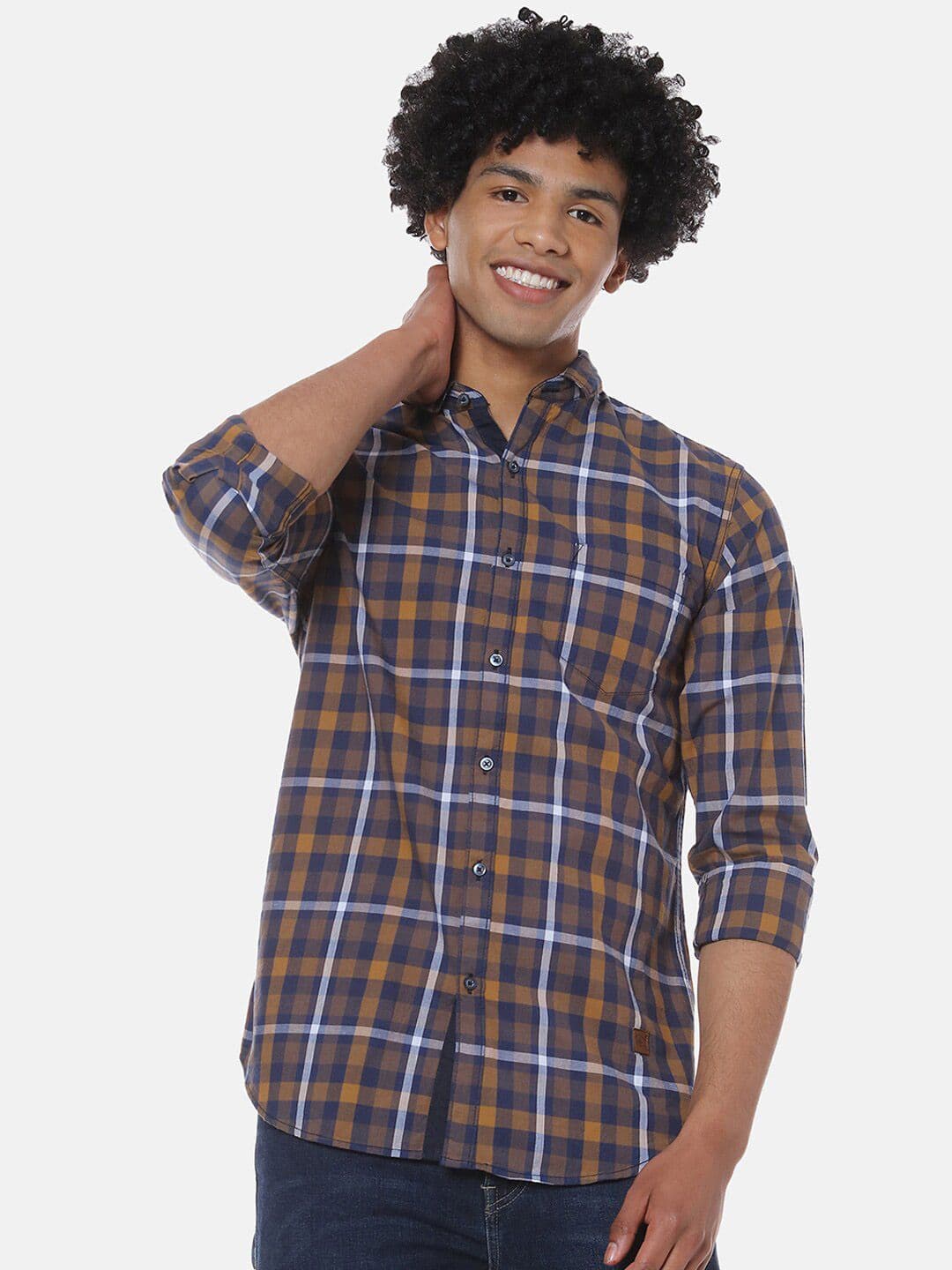 CAHOOT Men Brown Regular Fit Checked Casual Shirt - view 1