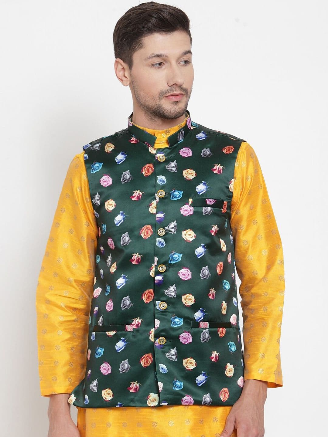 KLOTTHE Men Printed Poly Rayon Nehru Jacket - view 1