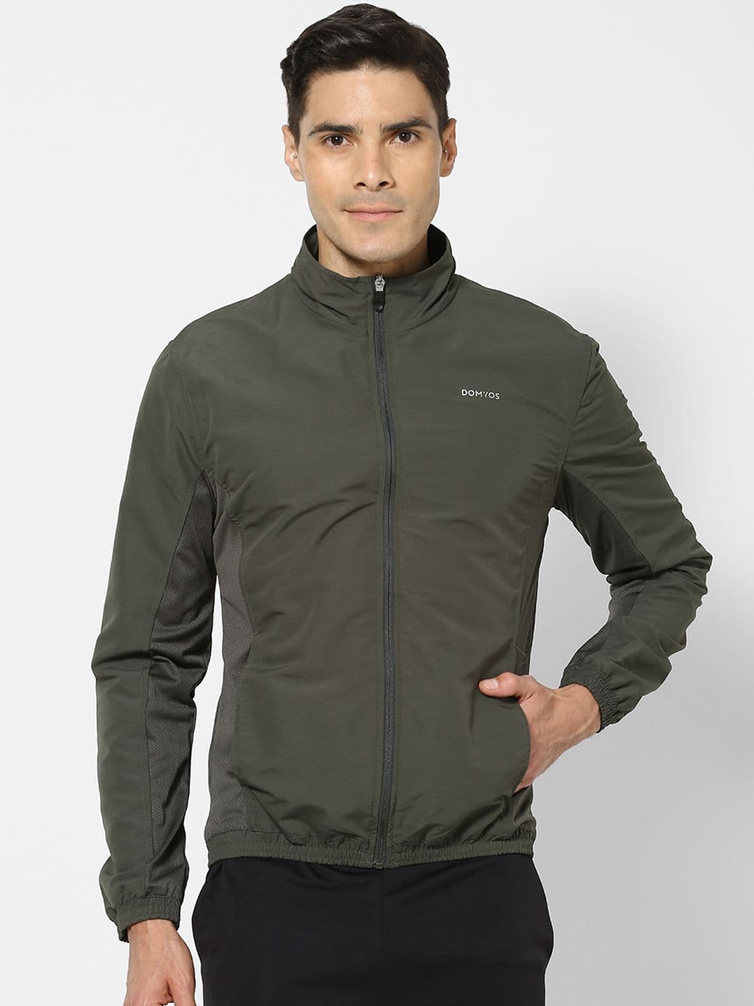 Decathlon Domyos - Men Khaki FJA 100 Moisture Managing Fitness Tracksuit Jackets - view 1