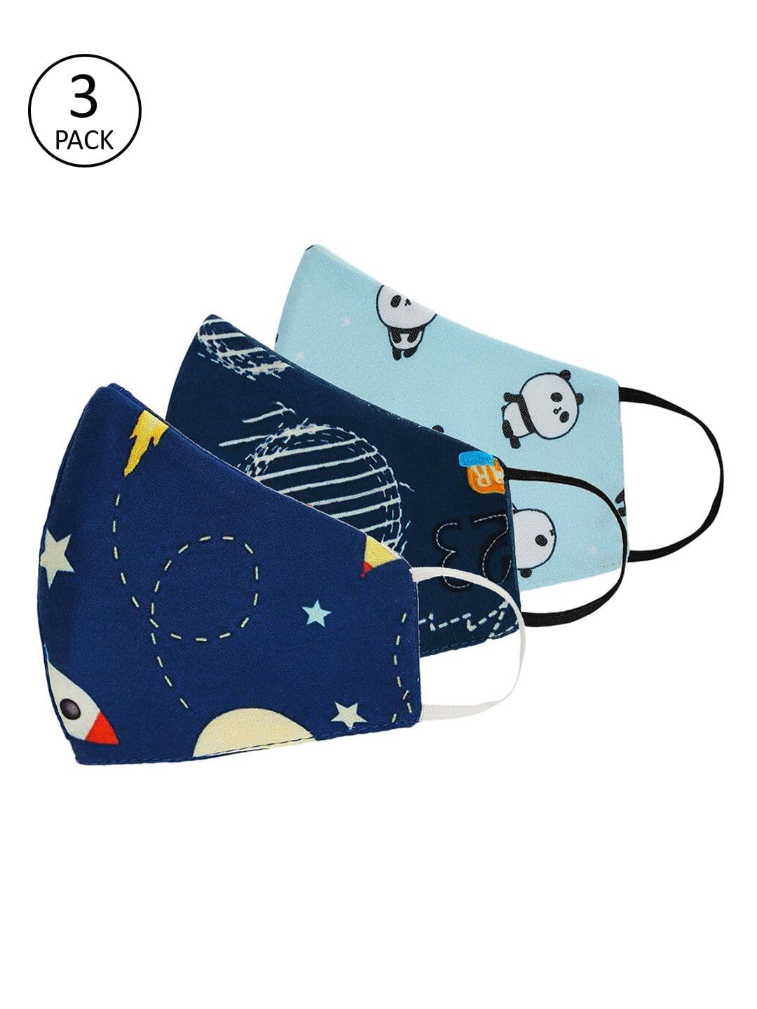 Tossido Kids Pack Of 3 Printed 3-Ply 100% Cotton Cloth Masks - view 1