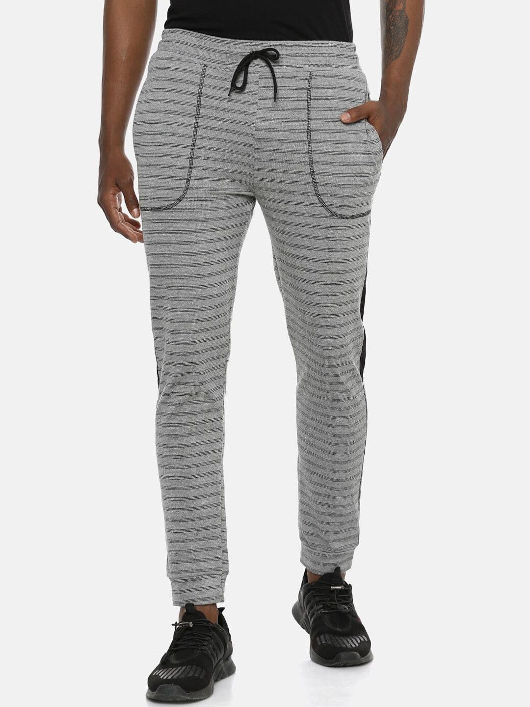 CAHOOT Men Grey Striped Cotton Joggers - view 1