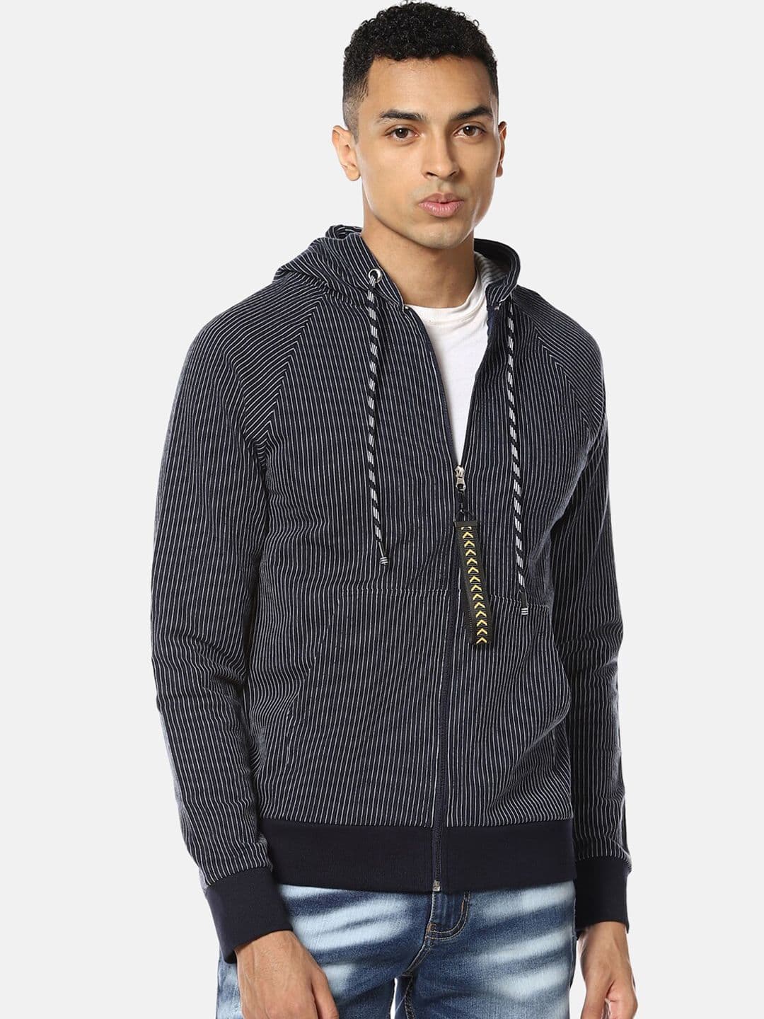 CAHOOT Men Navy Blue Self Design Sweatshirt - view 1
