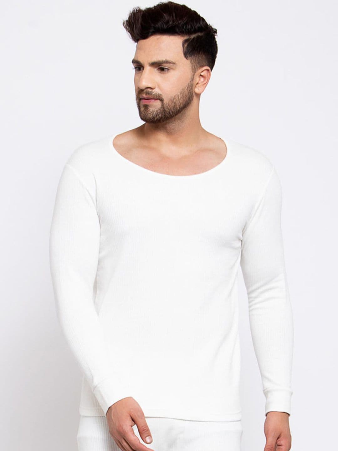 Kalt Men Off-White Solid Thermal T-Shirt - view 1