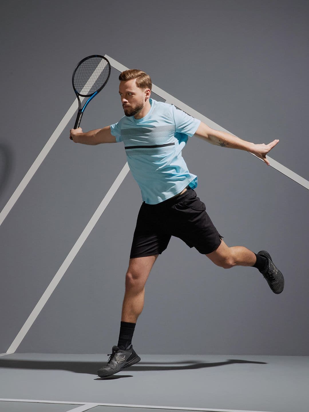 Decathlon ARTENGO - Men Ice Blue Printed Tennis T-Shirt - view 1