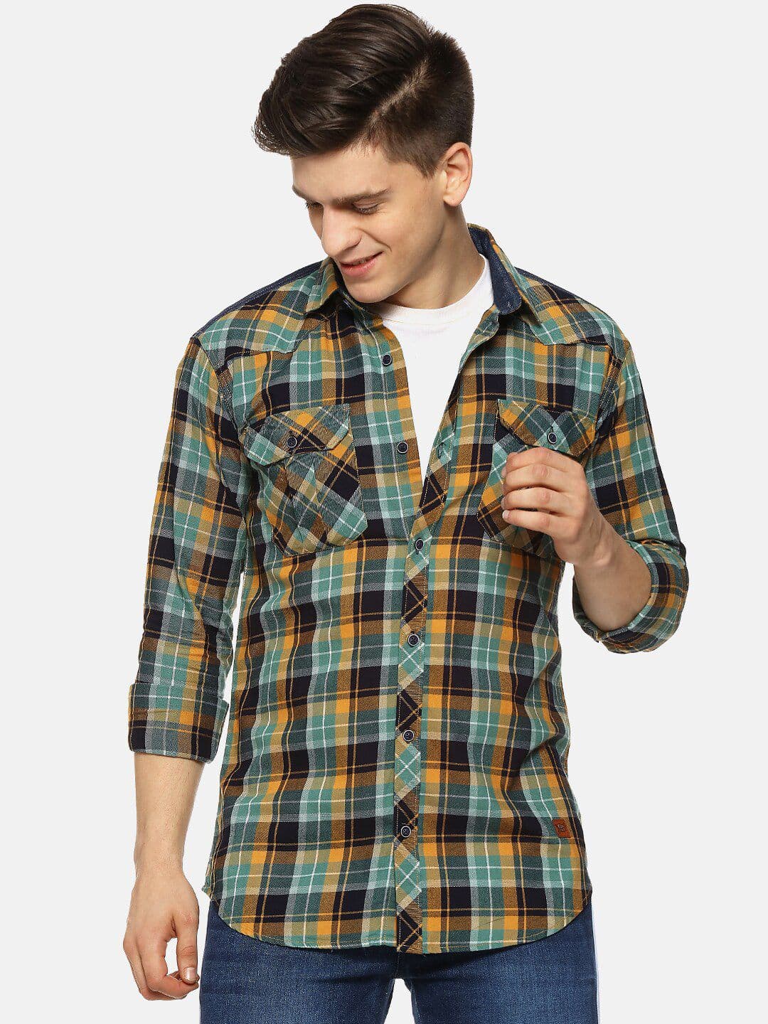 CAHOOT Men Green Checked Casual Shirt - view 1