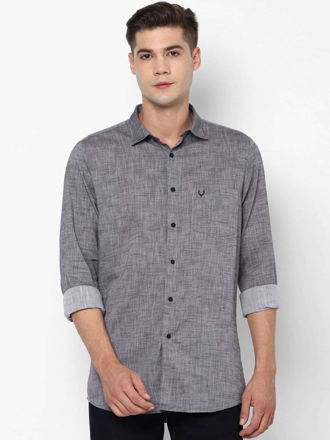 Allen Solly Men Grey Slim Fit Pure Cotton Casual Shirt - view 1